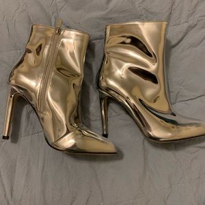 Chrome heeled booties